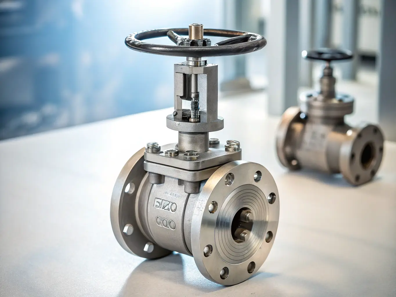 A close-up shot of an NFC tag attached to a valve in a chemical processing plant. The tag contains information about the valve's specifications, maintenance history, and operational status.